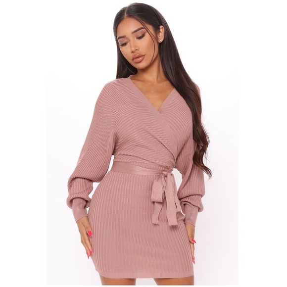 Fashion Nova Dresses & Skirts - Fashion Nova Sweater Dress Womens Small Just Between Us Ribbed Mauve